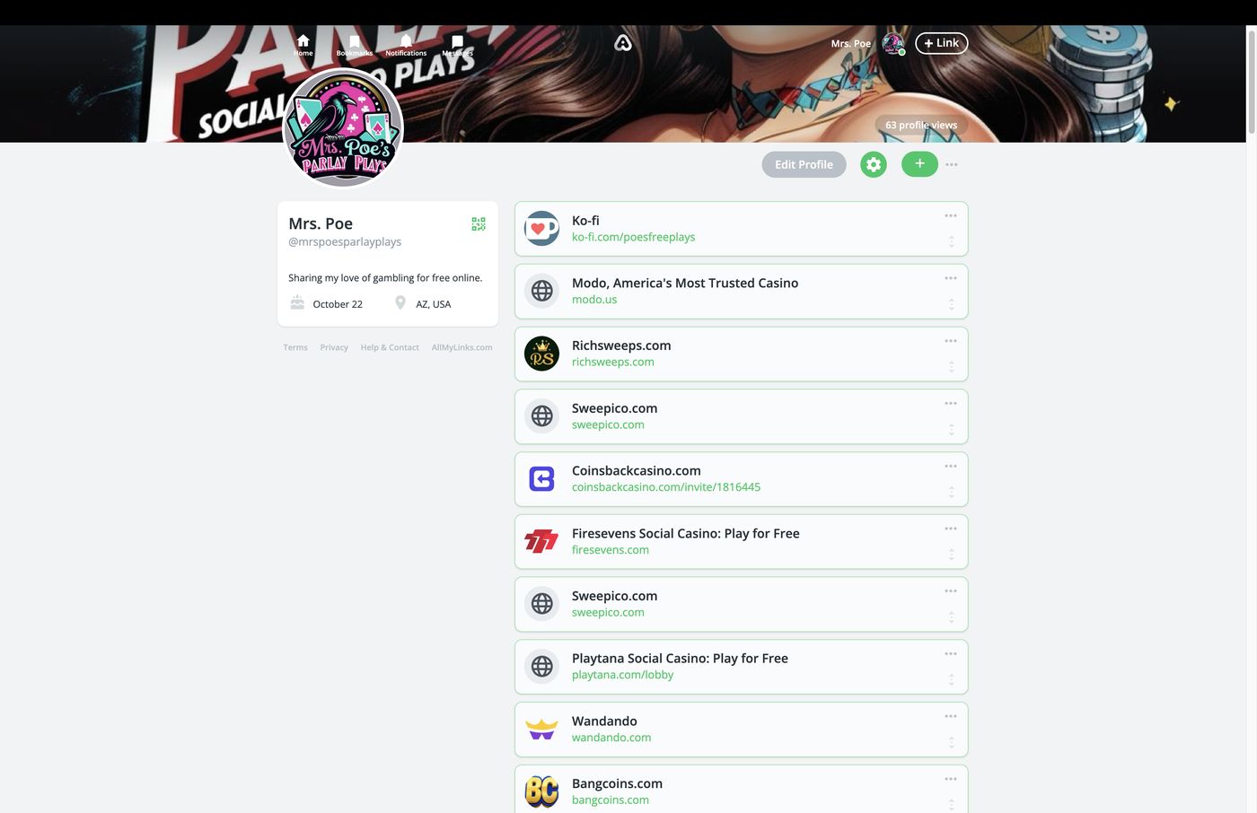 Mrs. Poe's Parlay Plays before — basic scattered link page