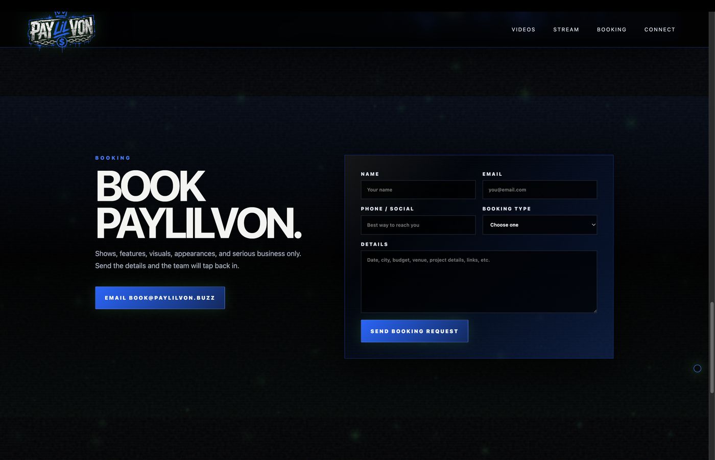 PayLilVon — booking page