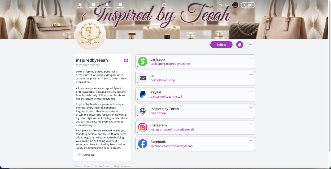 Inspired by Teeah — rebranded AllMyLinks hub