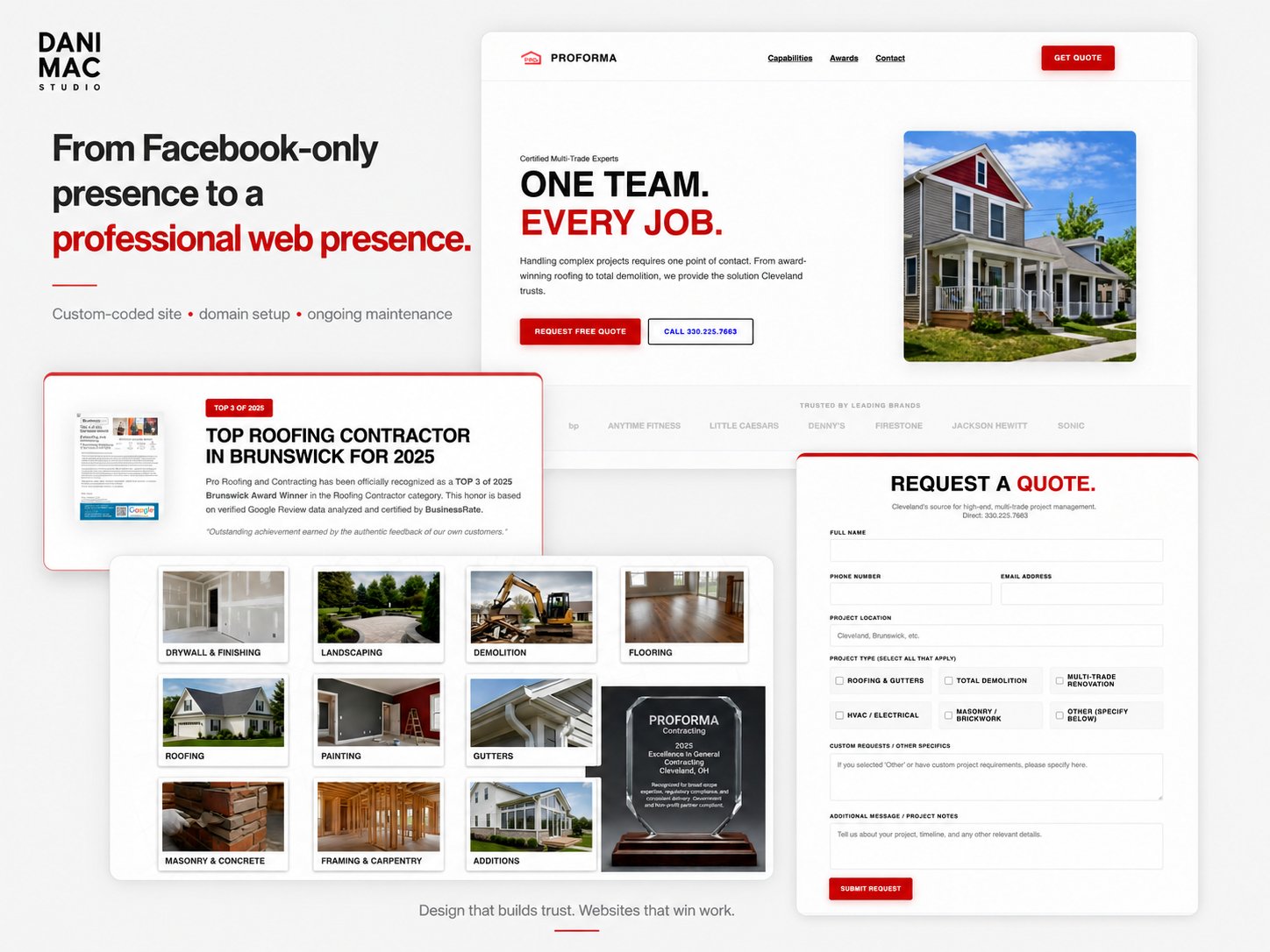ProForma Contracting website showcase