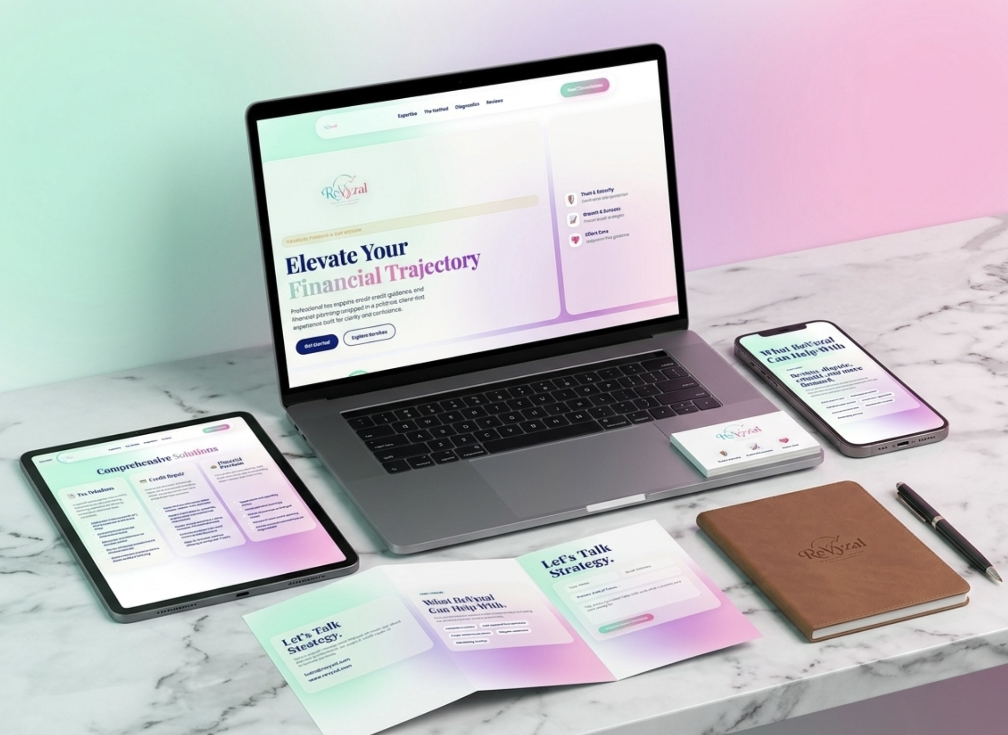 ReVyzal website and device mockups